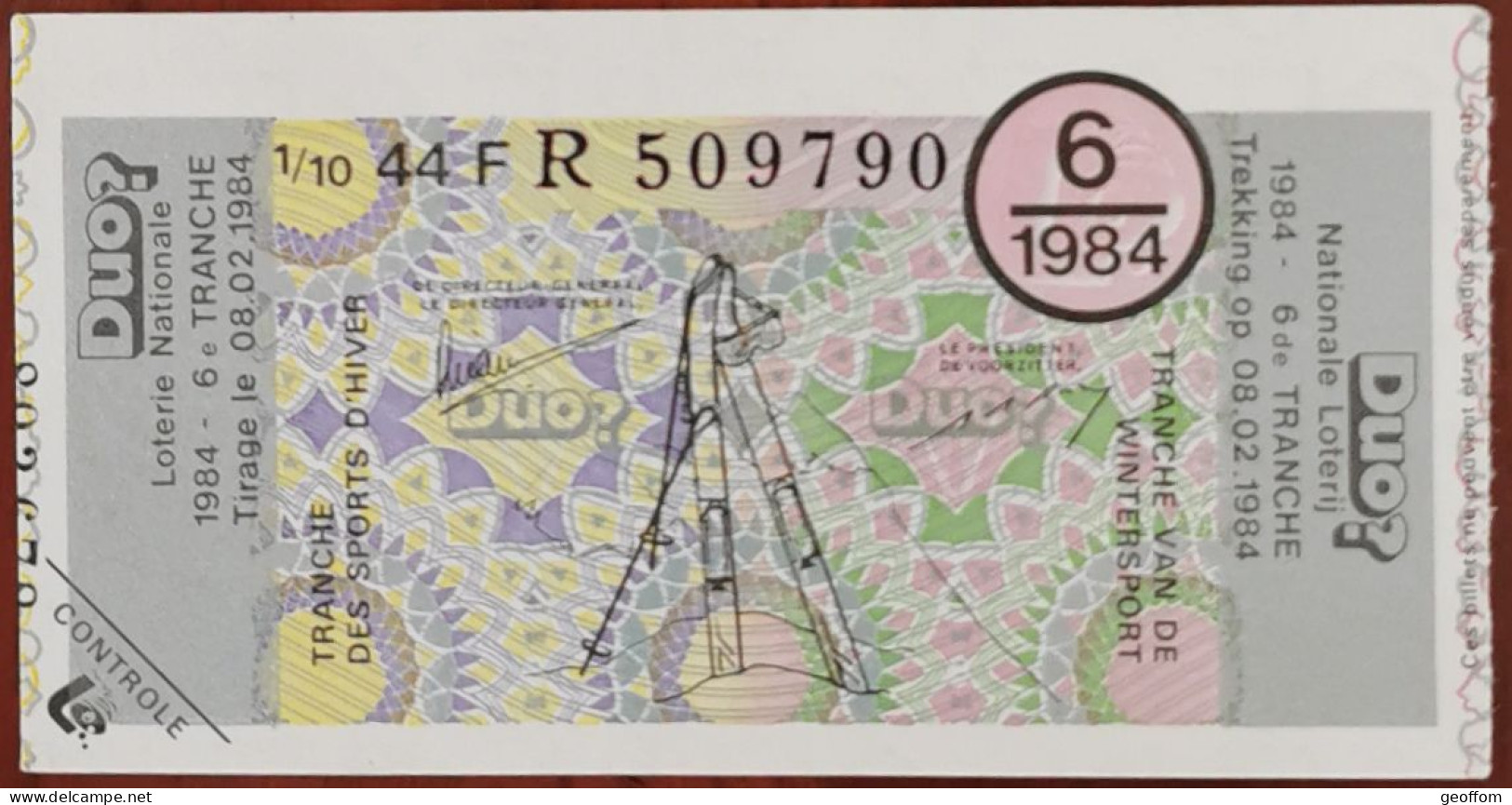 Billet De Loterie Nationale Belgique 1984 6e Tranche Des Sports D'Hiver - 8-2-1984 - Billetes De Lotería