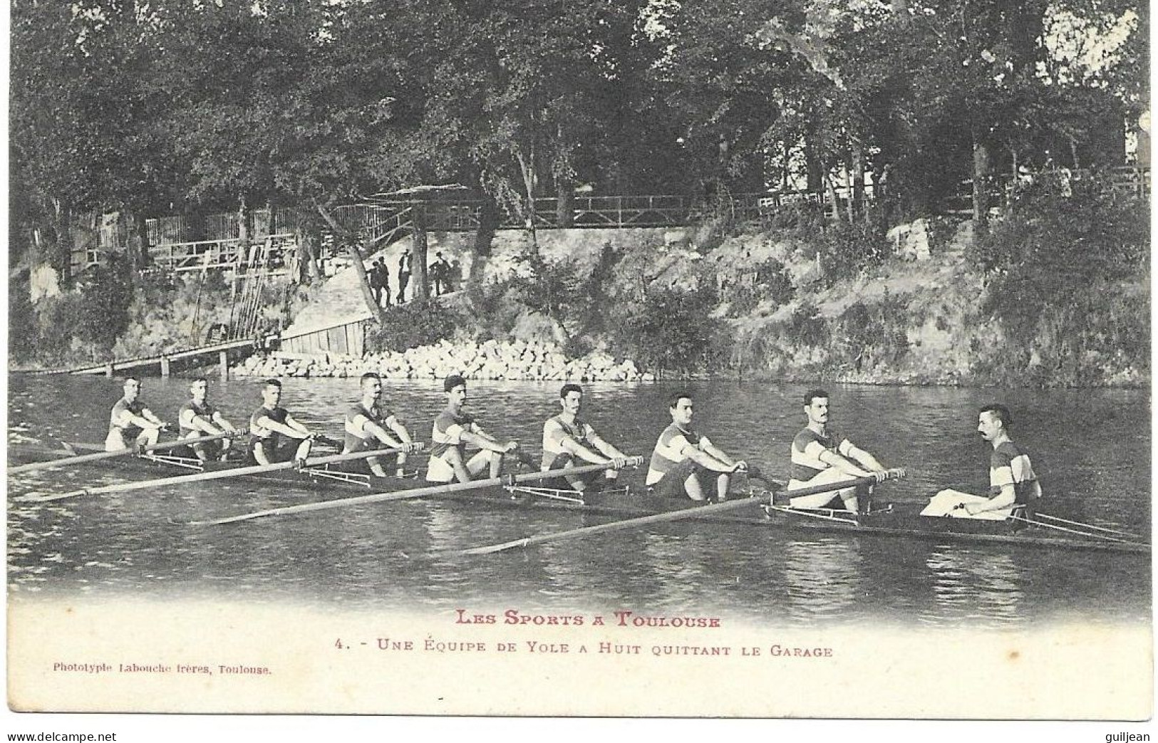 SPORTS A TOULOUSE - Une équipe De Yole à HUIT Quittant Le Garage - N° 4 - Circulé 1905 - Labouche Frères - Aviron