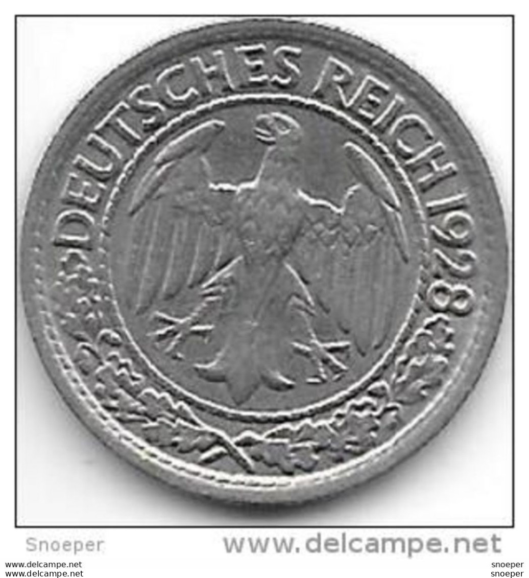 *weimar Rep 50   Pfennig 1928 F Km 49    Xf+ !!! Catalog Val 40,00$ - 50 Rentenpfennig & 50 Reichspfennig