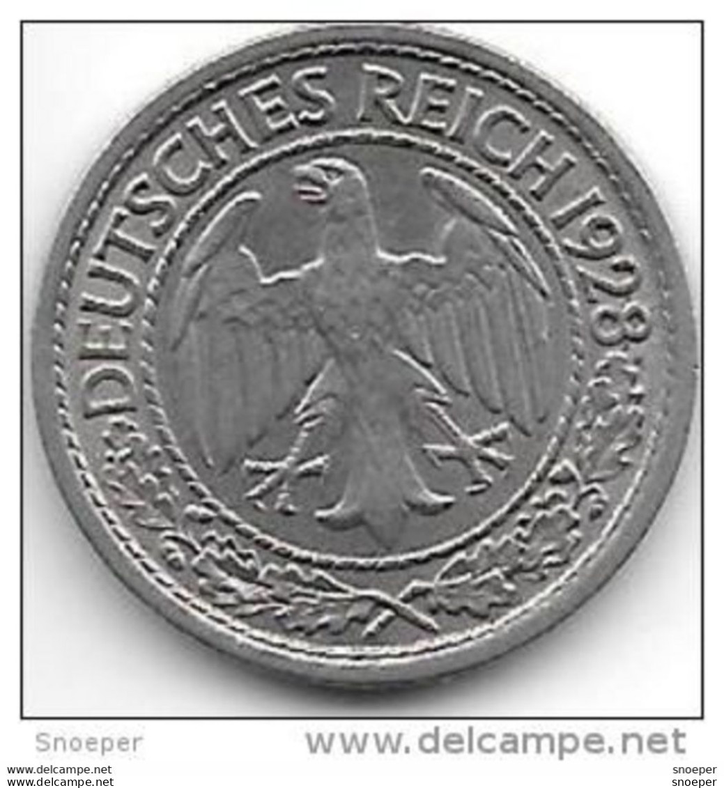 *weimar Rep 50   Pfennig 1928 J Km 49    Xf+ !!! Catalog Val 40,00$ - 50 Renten- & 50 Reichspfennig