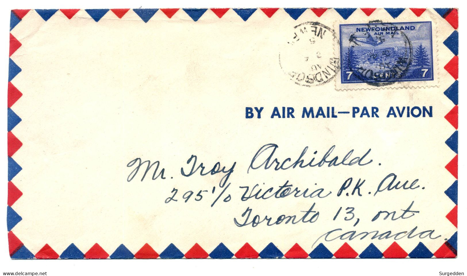 Canada, Newfoundland, Windsor Ca. 1945 Nach Toronto, Michel-Nr. 241 - Postal Stationery