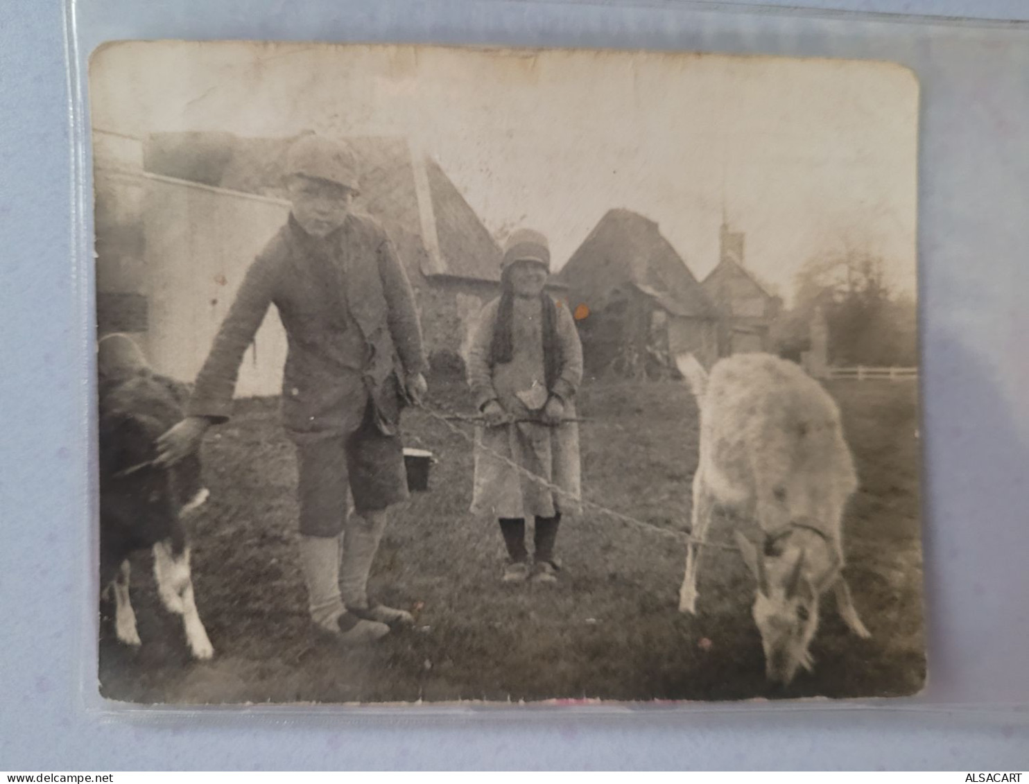 Beaumont Le Roger , 2 Enfants Avec Leur Animaux Dans La Ferme - Europe