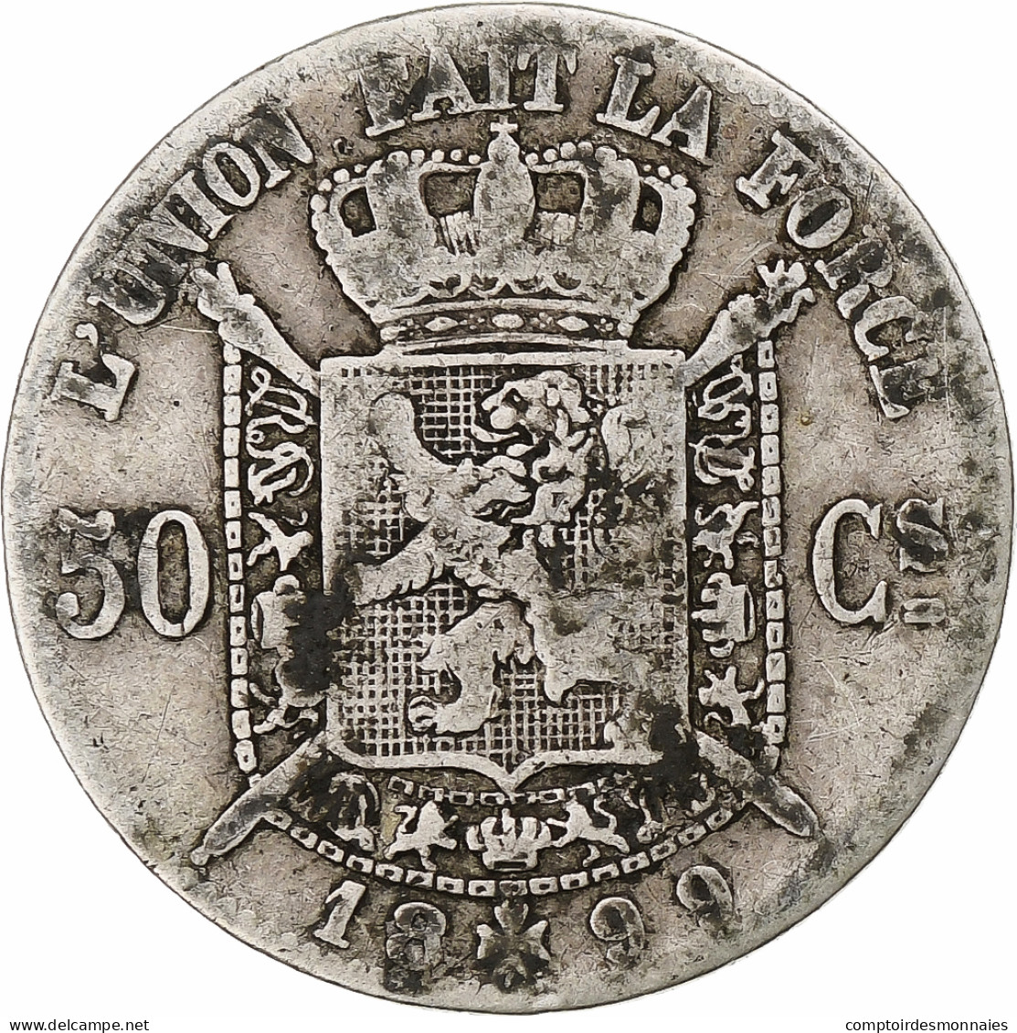 Belgique, Leopold II, 50 Centimes, 1899, TB, Argent, KM:26 - 50 Centimes