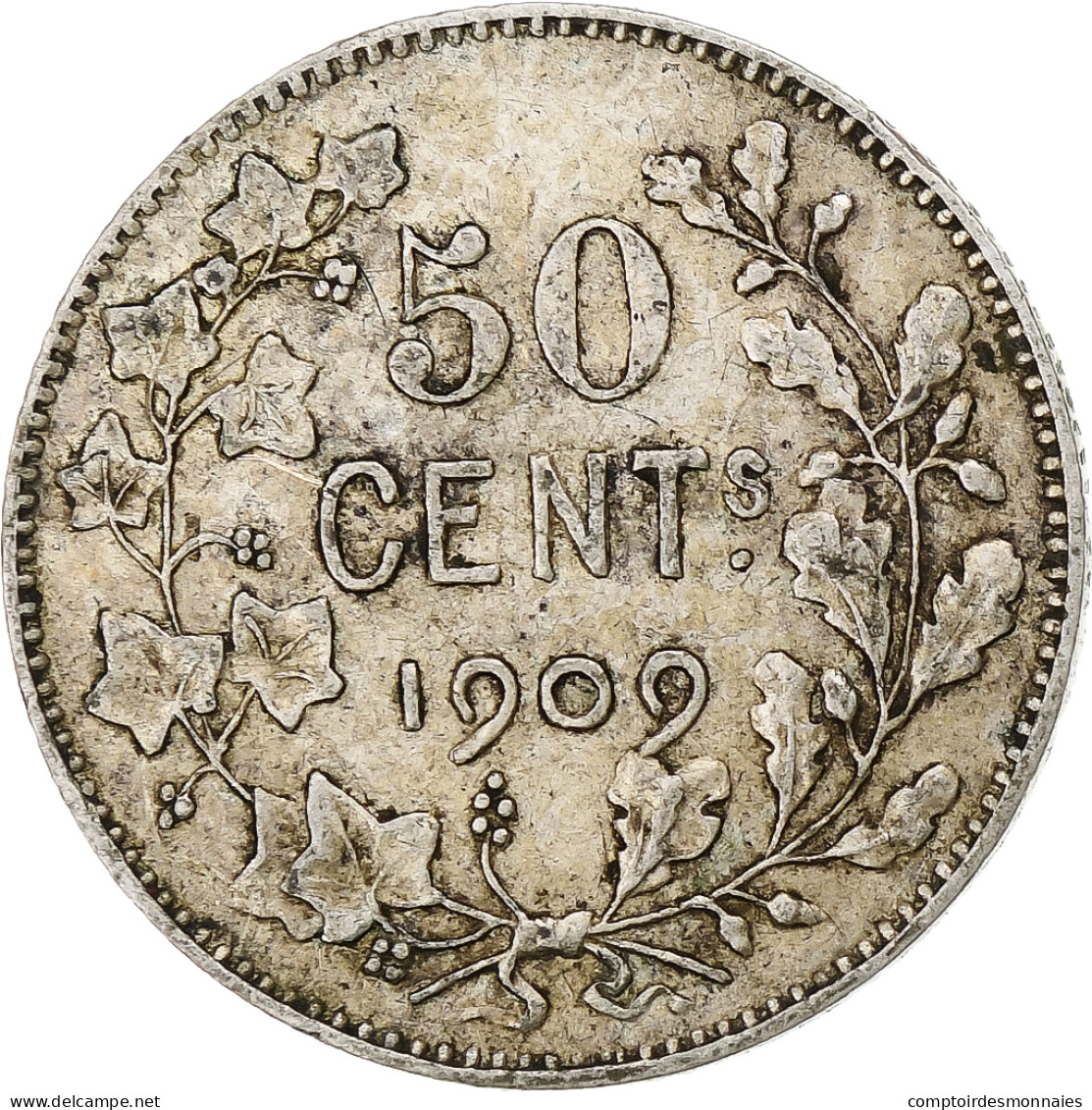 Belgique, 50 Centimes, 1909, TB+, Argent, KM:60.1 - 50 Cents