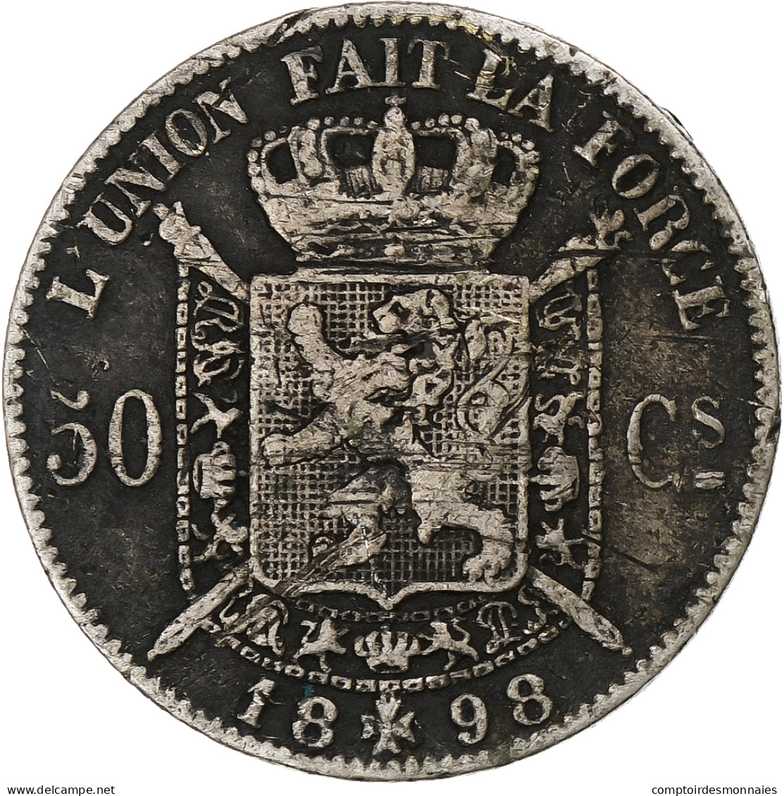 Belgique, Leopold II, 50 Centimes, 1898, Bruxelles, TB+, Argent, KM:26 - 50 Centimes