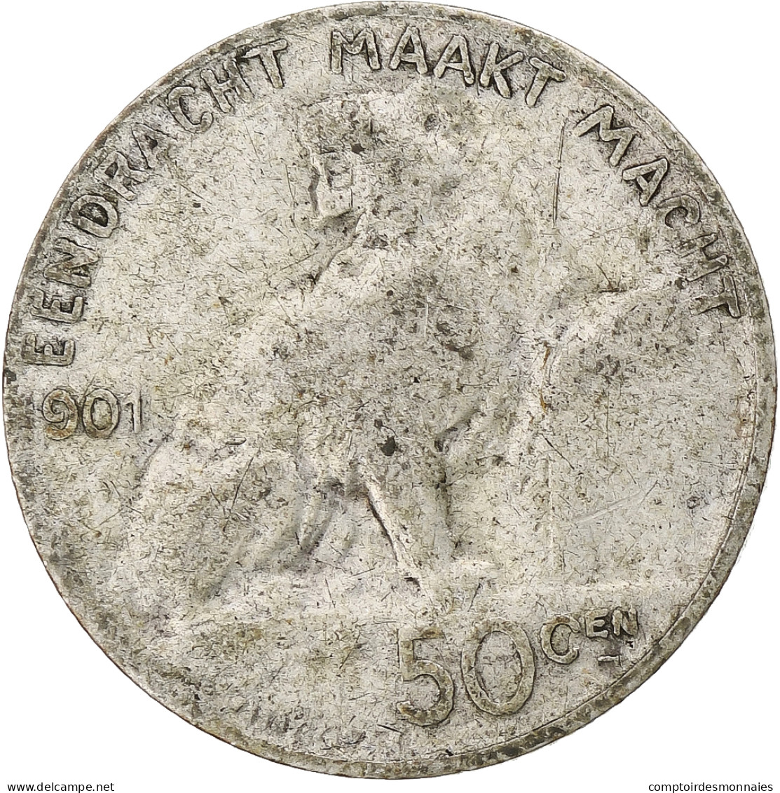 Belgique, Leopold II, 50 Centimes, 1901, Bruxelles, B+, Argent, KM:51 - 50 Cents