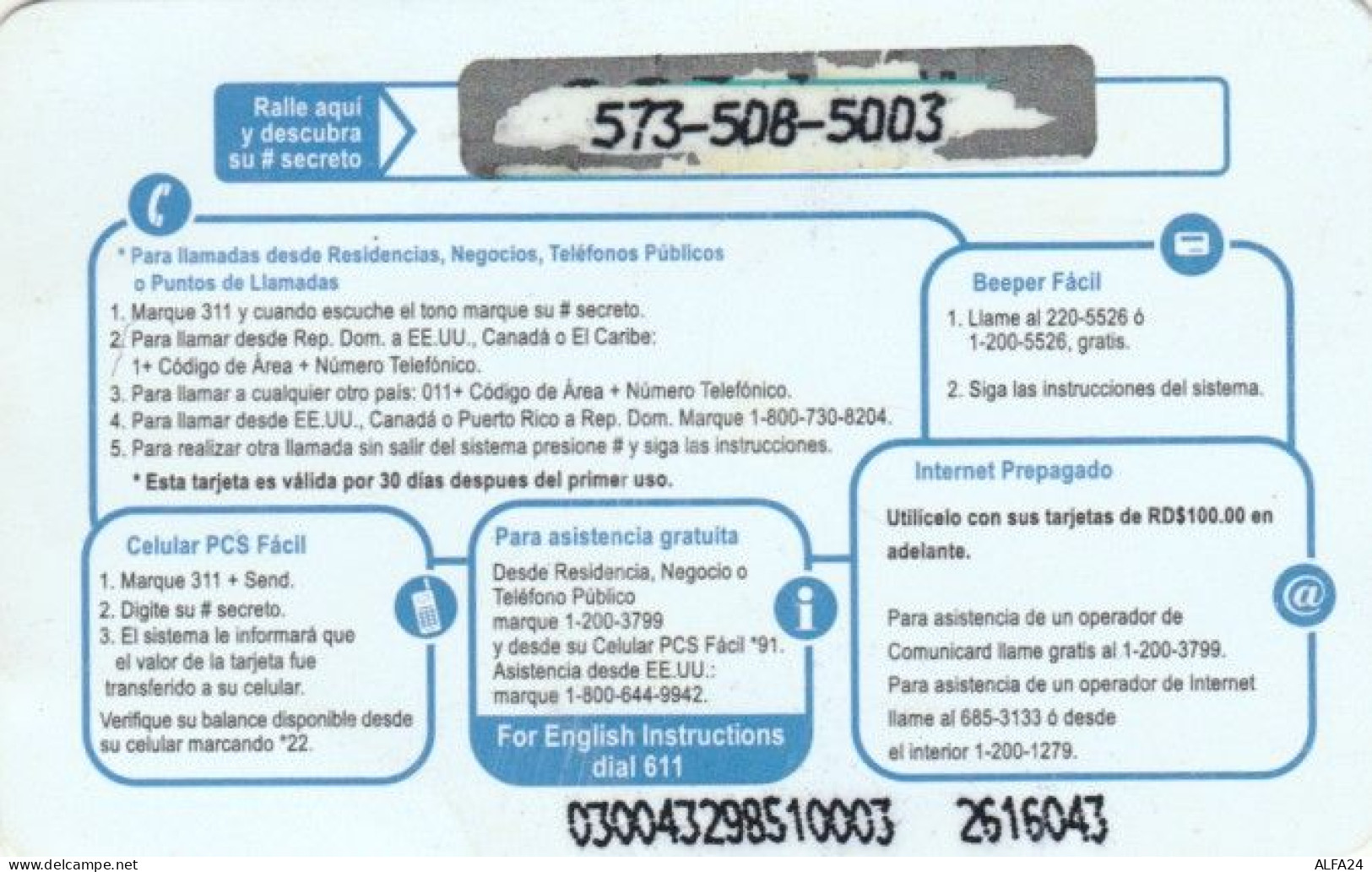 PREPAID PHONE CARD REPUBBLICA DOMINICANA (PY282 - Dominicaanse Republiek