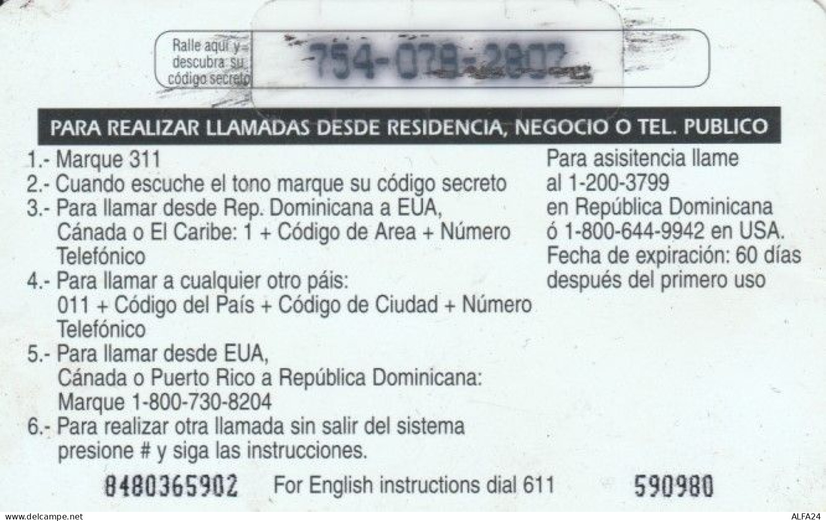 PREPAID PHONE CARD REPUBBLICA DOMINICANA (PY275 - Dominicaine