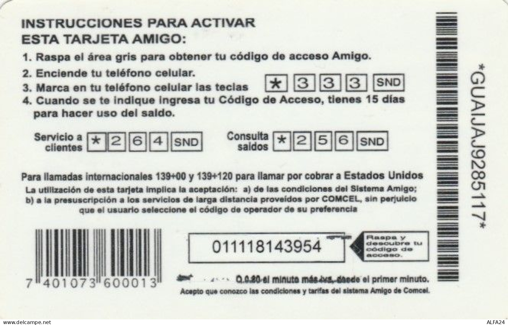 PREPAID PHONE CARD GUATEMALA (PY210 - Guatemala