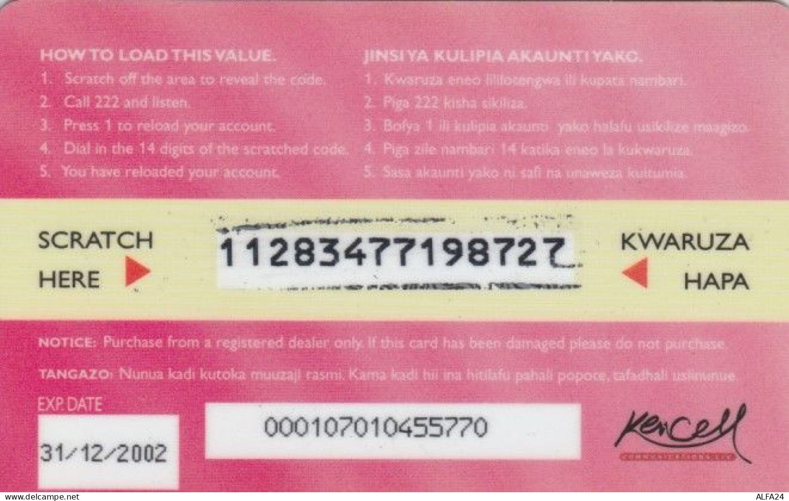 PREPAID PHONE CARD KENIA (PY193 - Kenia