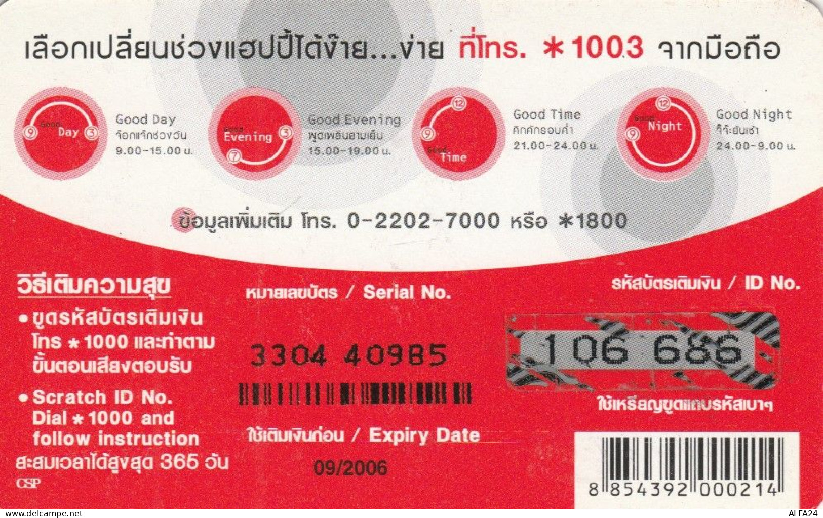 PREPAID PHONE CARD THAINLANDIA (PY2750 - Thaïlande