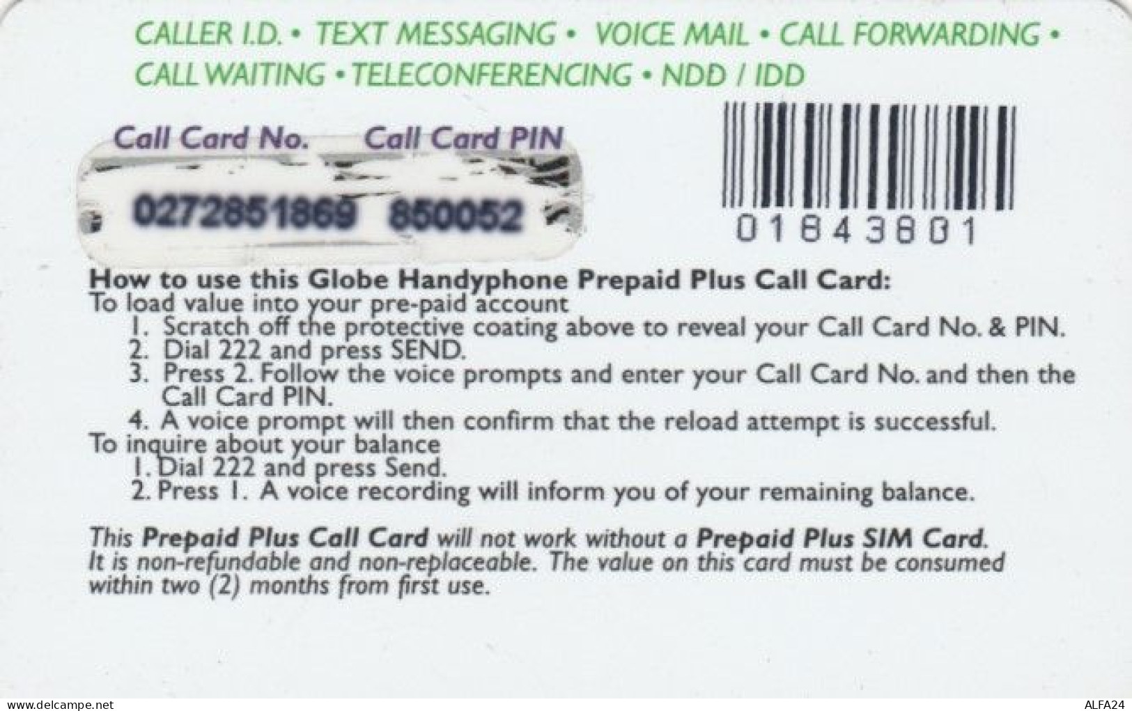 PREPAID PHONE CARD FILIPPINE (PY854 - Filipinas
