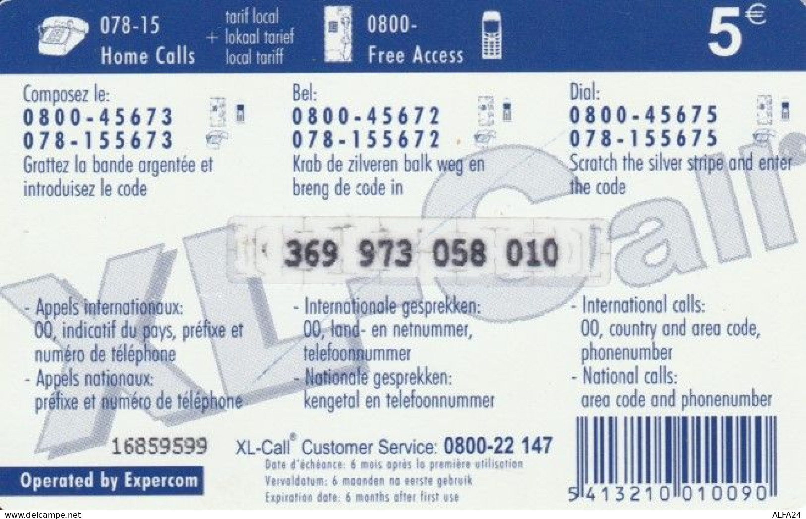 PREPAID PHONE CARD BELGIO (PY821 - GSM-Kaarten, Herlaadbaar & Voorafbetaald