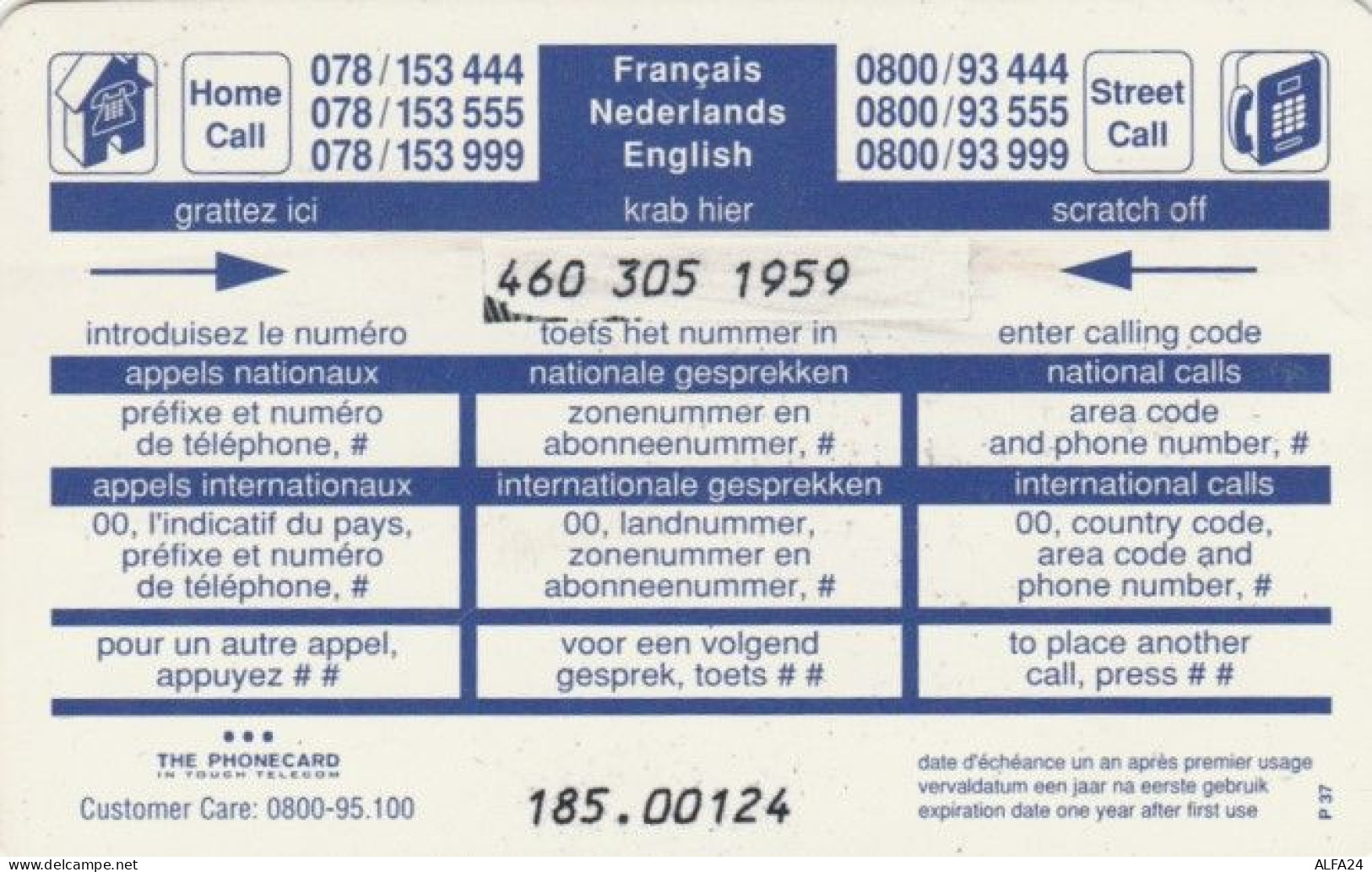 PREPAID PHONE CARD BELGIO (PY698 - GSM-Kaarten, Herlaadbaar & Voorafbetaald
