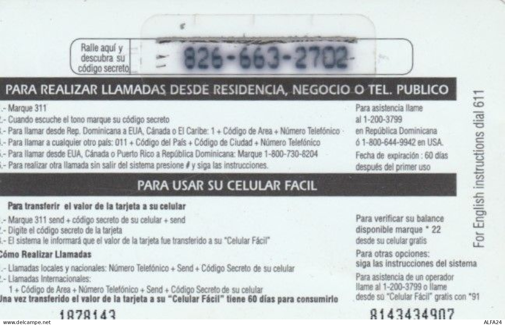 PREPAID PHONE CARD REPUBBLICA DOMINICANA (PY635 - Dominik. Republik