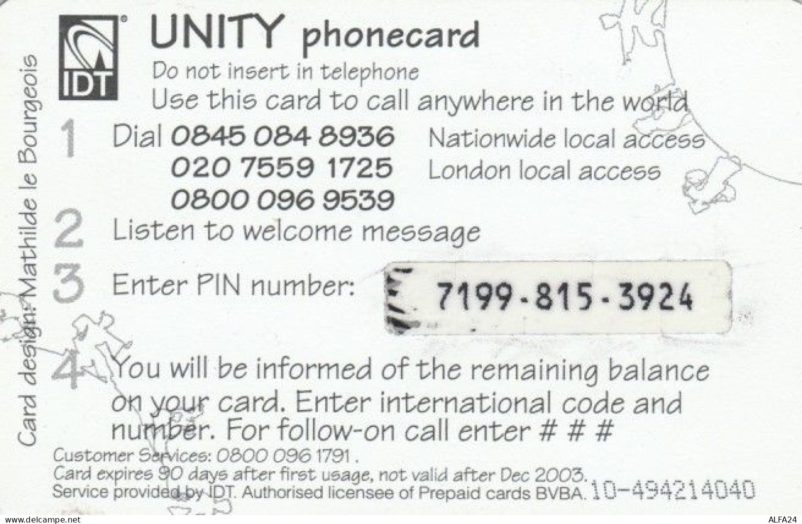 PREPAID PHONE CARD REGNO UNITO (PY631 - BT Kaarten Voor Hele Wereld (Vooraf Betaald)