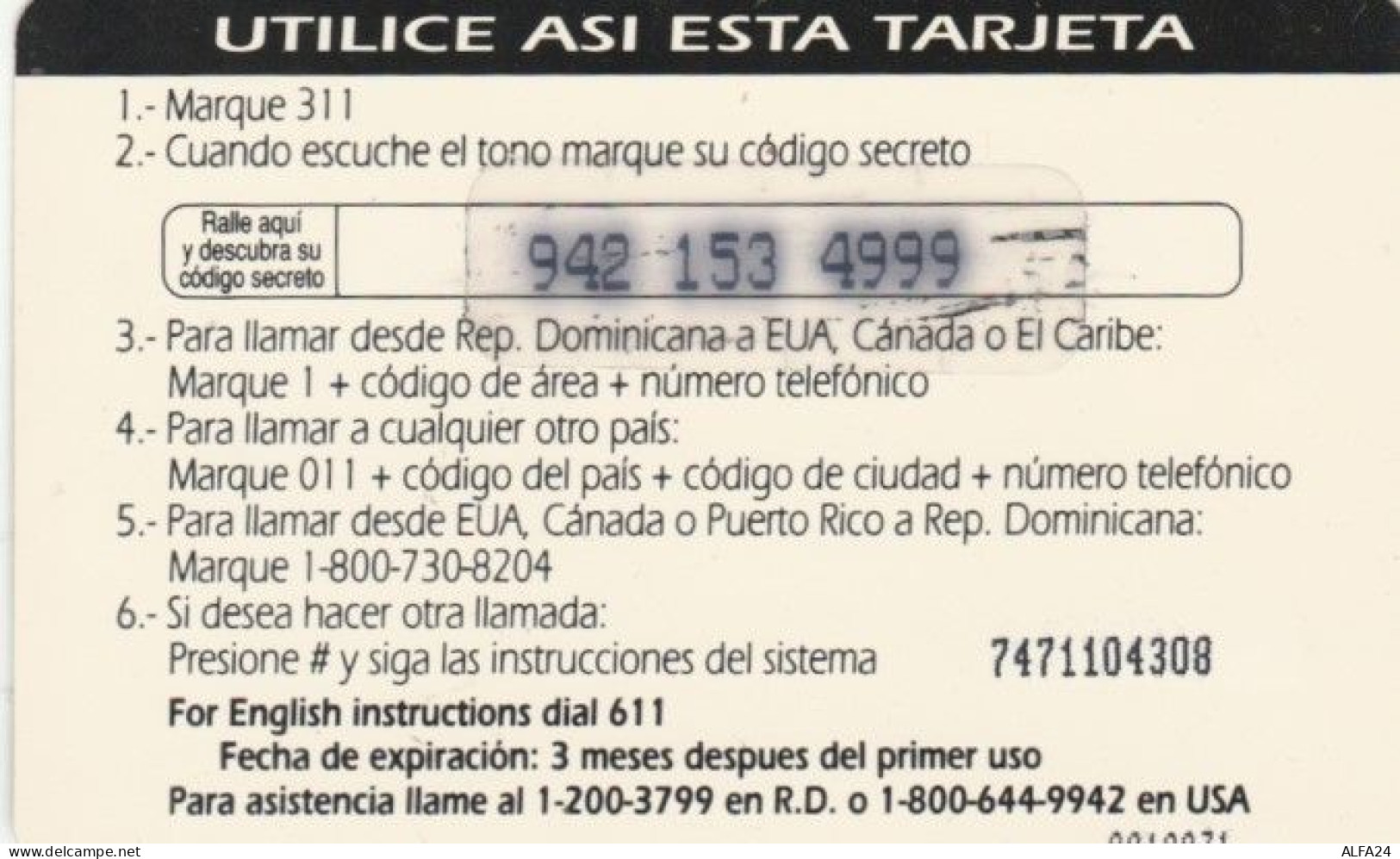 PREPAID PHONE CARD REPUBBLICA DOMINICANA (PY608 - Dominik. Republik