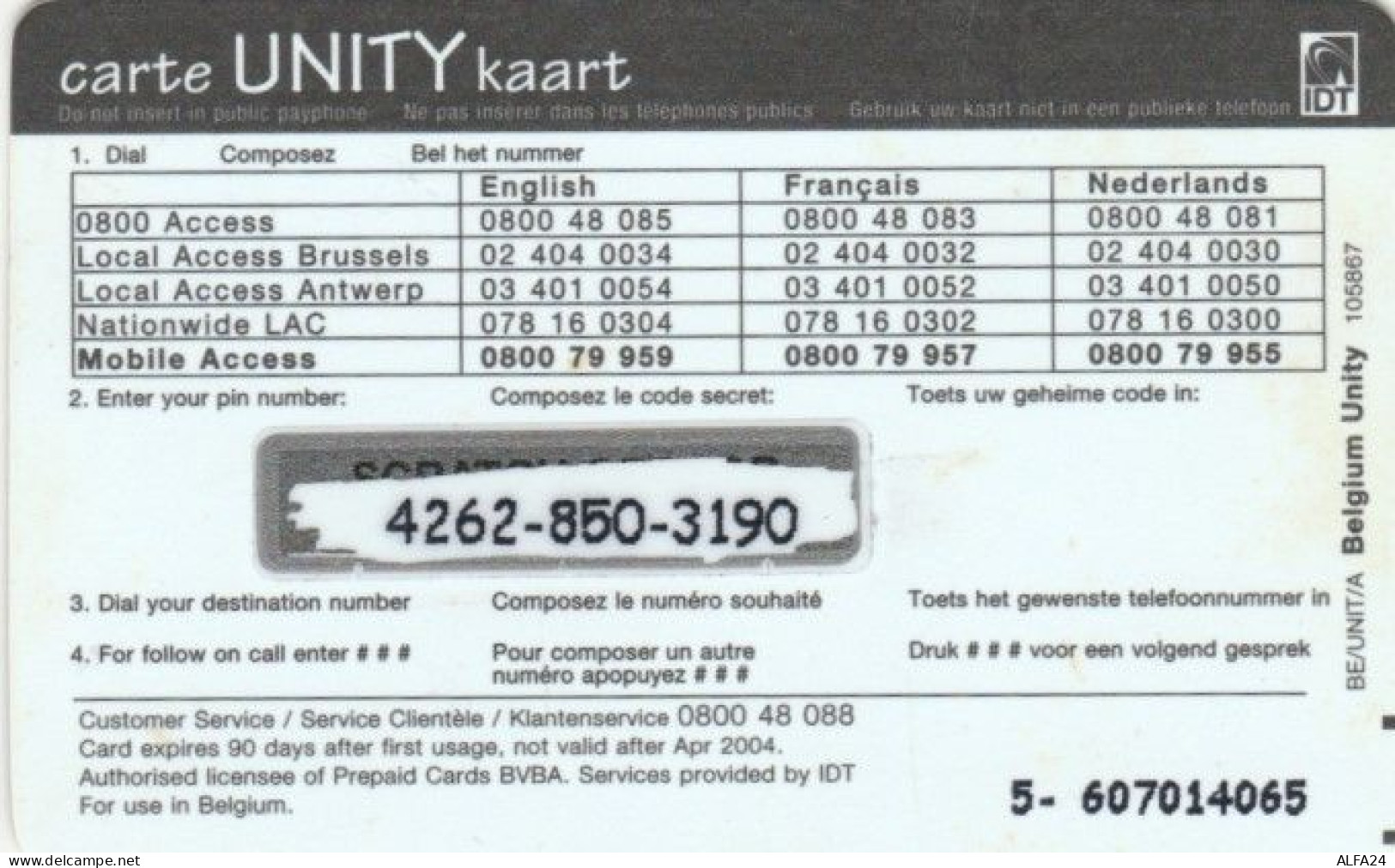 PREPAID PHONE CARD BELGIO (PY470 - GSM-Kaarten, Herlaadbaar & Voorafbetaald