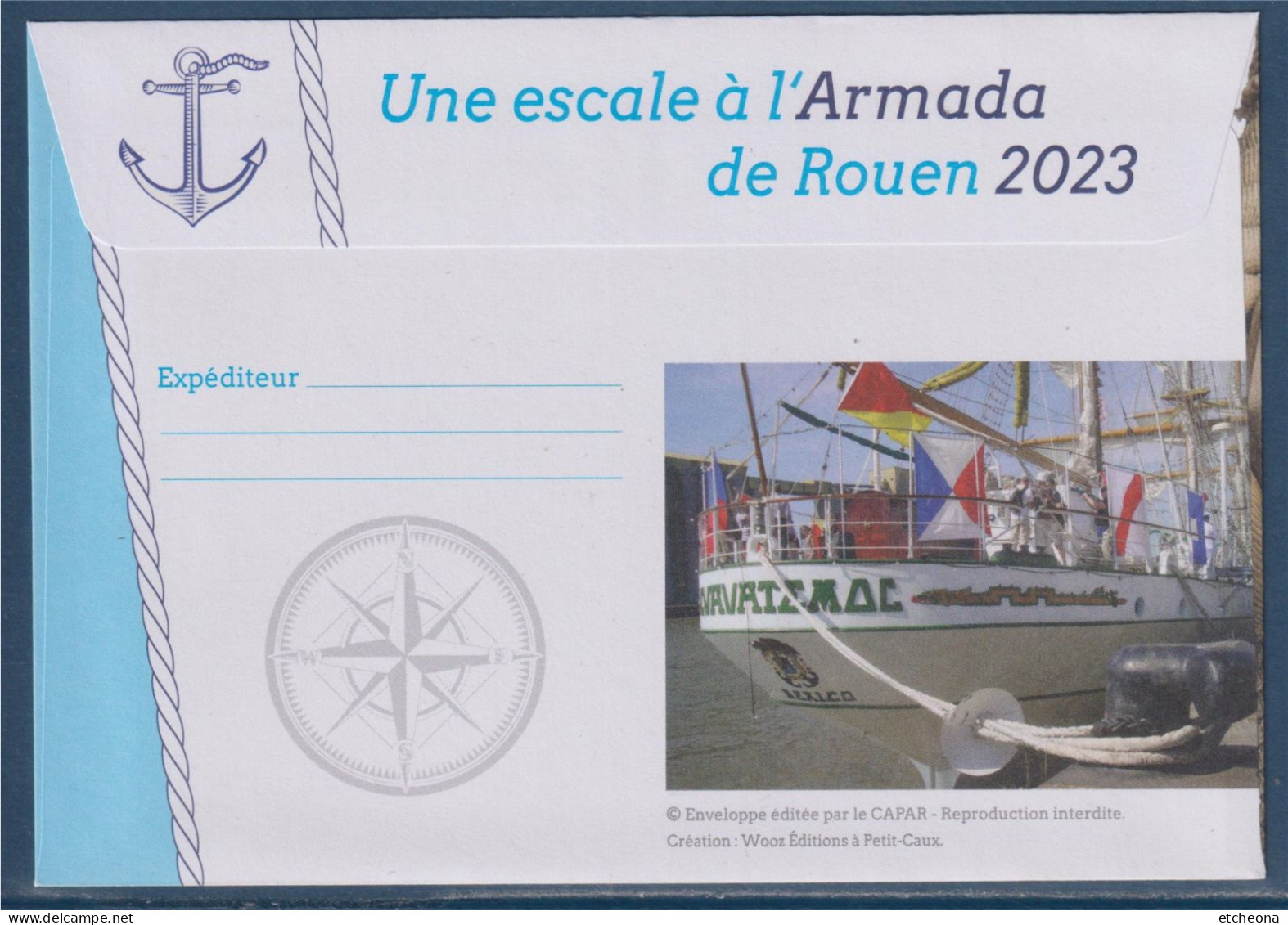 Une Escale à L'Armada De Rouen Le 8 Juin 2023 Adhésif LV MonTimbrAmoi Un Bateau Voiles Roulées, à Quai - Covers & Documents