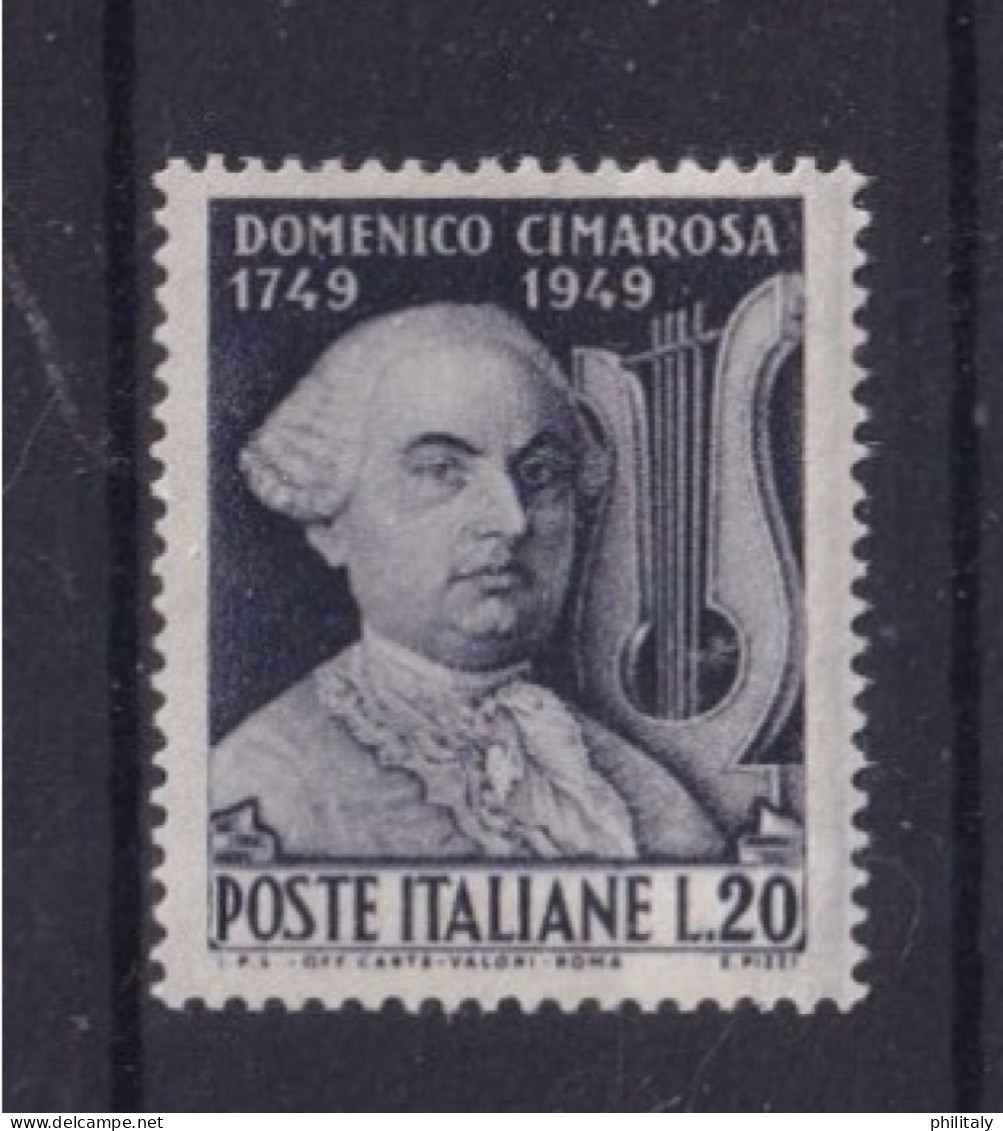 Repubblica Italiana 1949 - Bicentenario Della Nascita Di Domenico Cimarosa - Valore L. 20 Nuovo Mnh - Italie