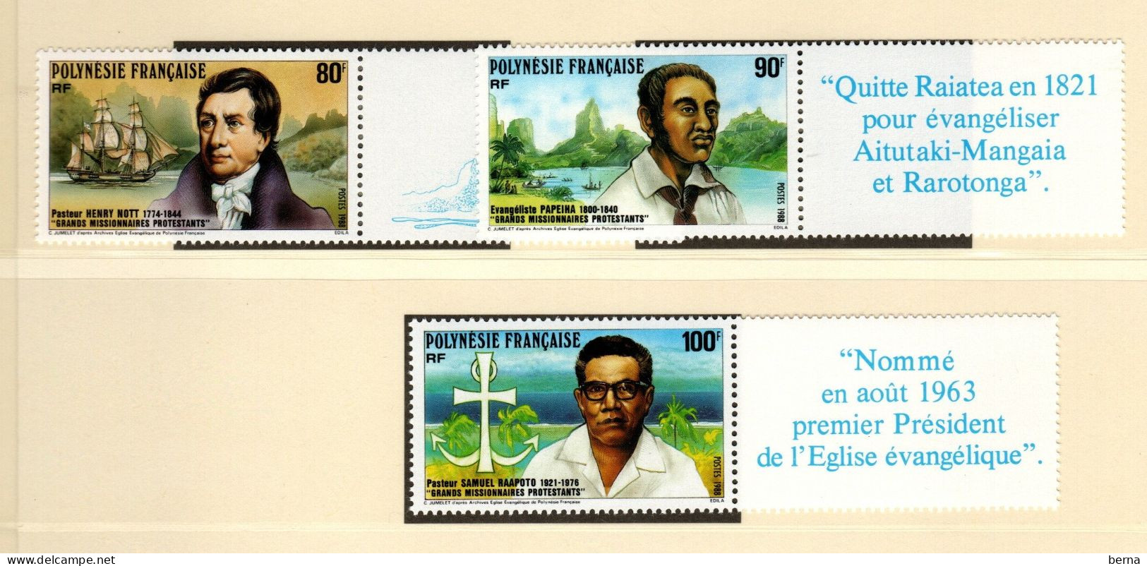 POLYNESIE 318/320 EVANGELISATION LUXE NEUF SANS CHARNIERE - Hojas Y Bloques