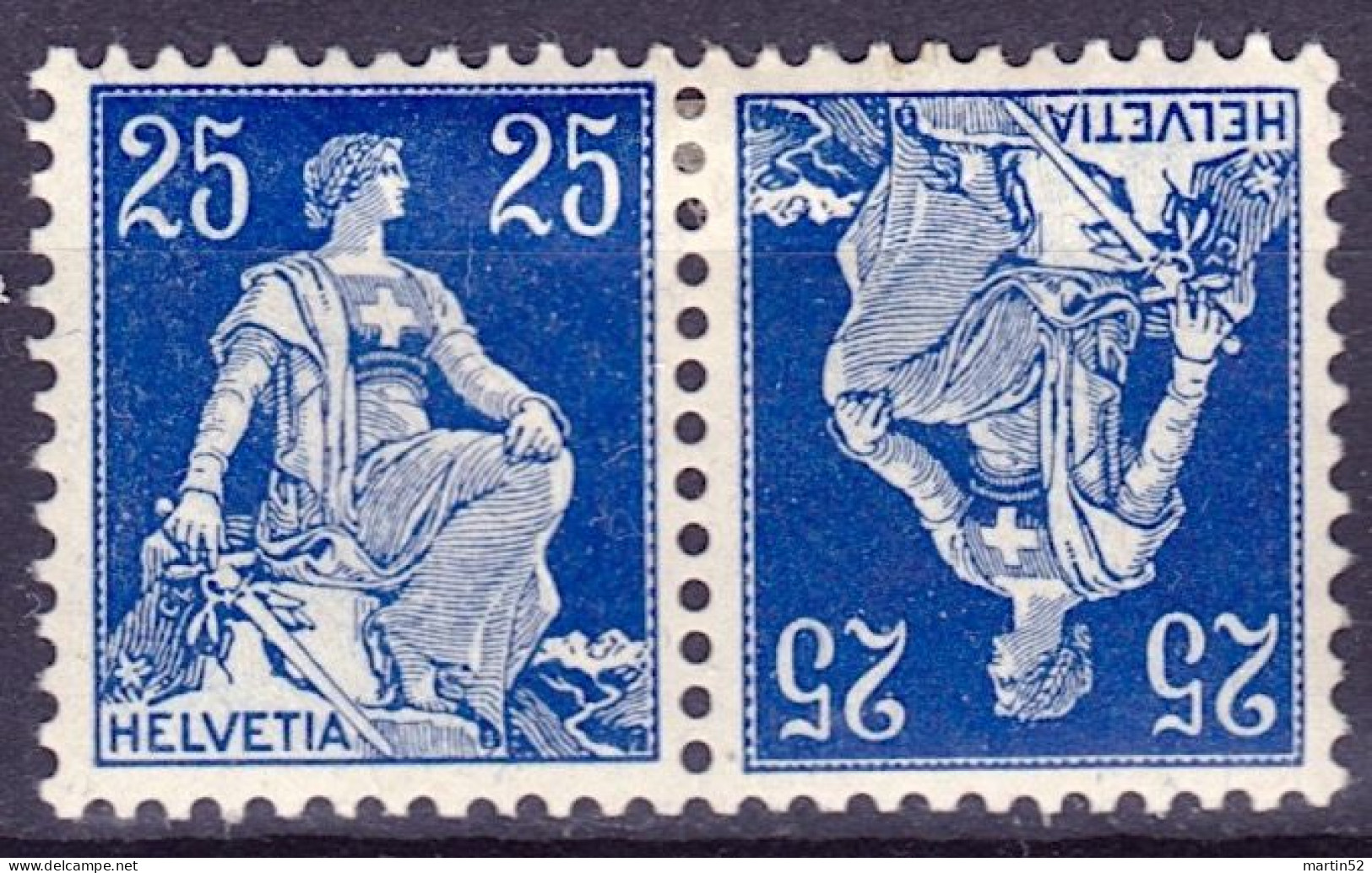 Schweiz Suisse 1909: ERSTER Kehrdruck 1er Tête-bêche Zu K1 Mi K3 * Mit Falz Trace MLH (Zu CHF 80.00 -50%) - Tête-bêche