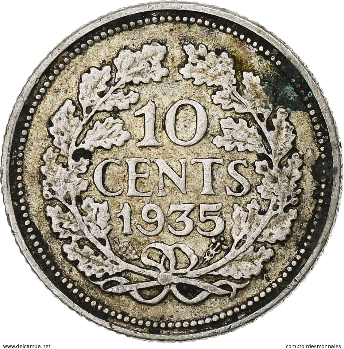 Pays-Bas, Wilhelmina I, 10 Cents, 1935, TTB, Argent, KM:163 - 10 Centavos