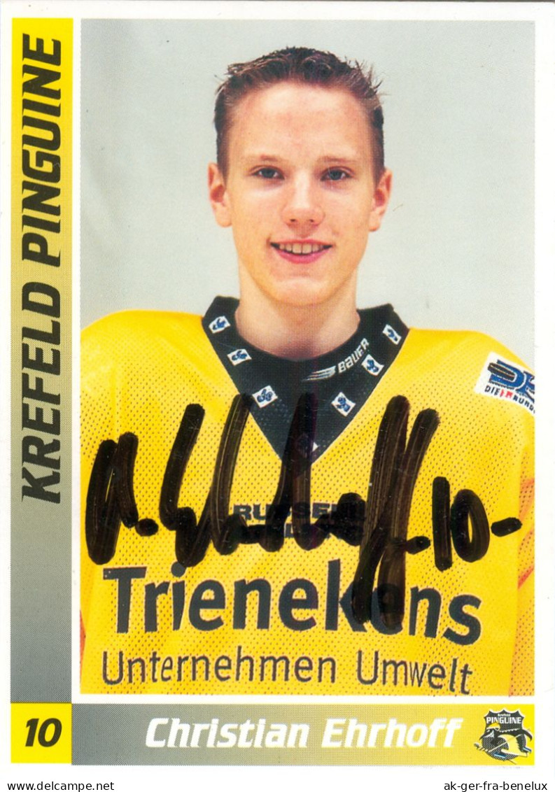 Autogramm Eishockey AK Christian Ehrhoff Krefeld Pinguine 99-00 Moers NHL Pittsburgh Penguins Buffalo Kölner EC Haie - Wintersport
