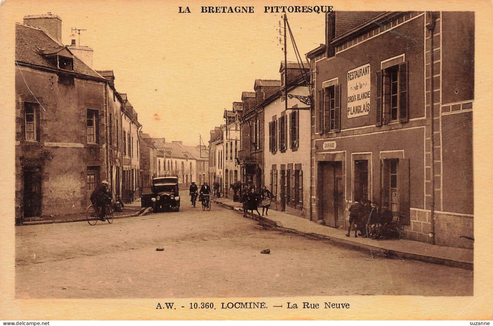 LOCMINÉ - Waron éd. La Rue Neuve - Restaurant De La Croix Blanche - Locmine