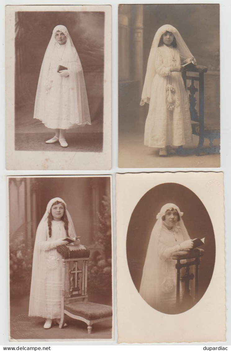 Religieux / Communiantes Et Communiants : Lot De 53 Cartes-photo Et Photos. - Colecciones Y Lotes