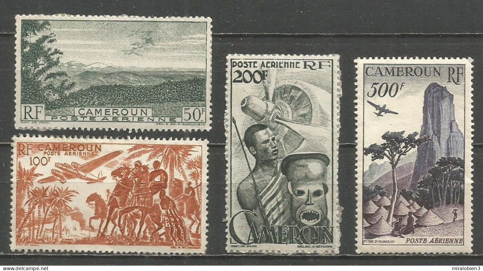 CAMERUN CORREO AEREO YVERT NUM. 38/41 * SERIE COMPLETA CON FIJASELLOS - Airmail