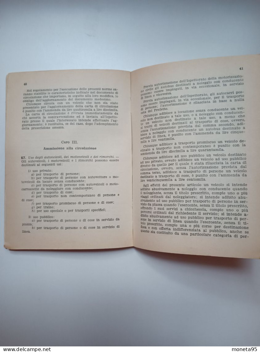 Libro Codice Della Strada 26 Aprile 1959 Vintage Scuola Guida Pirola Milano - Altri & Non Classificati