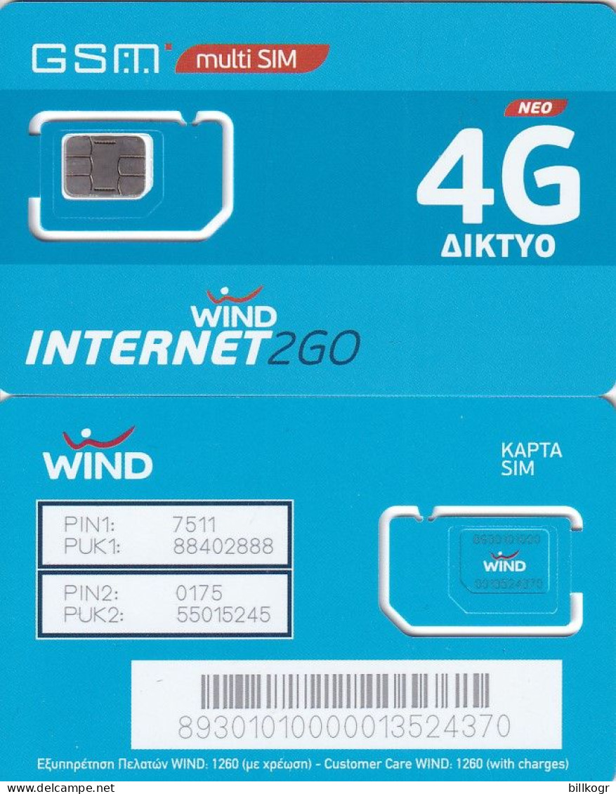 GREECE - Internet 2 Go, WIND Mini GSM, Mint - Greece