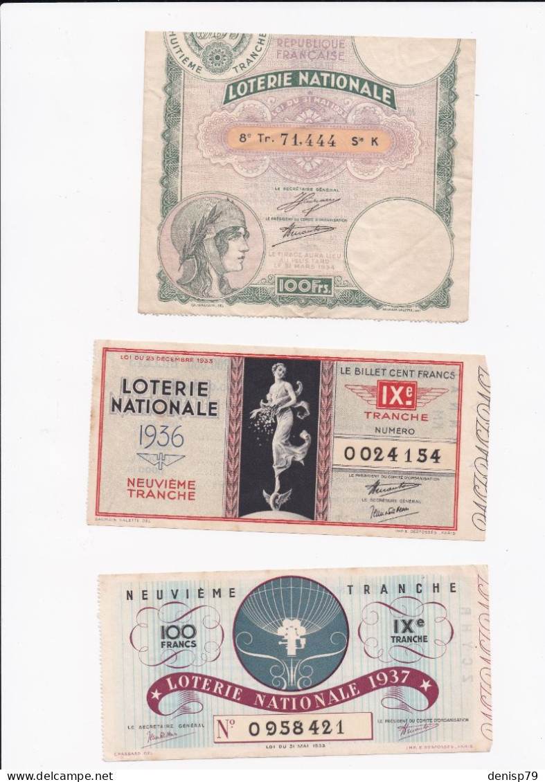 Lot 3 Beau Billets A Identifier - Billetes De Lotería