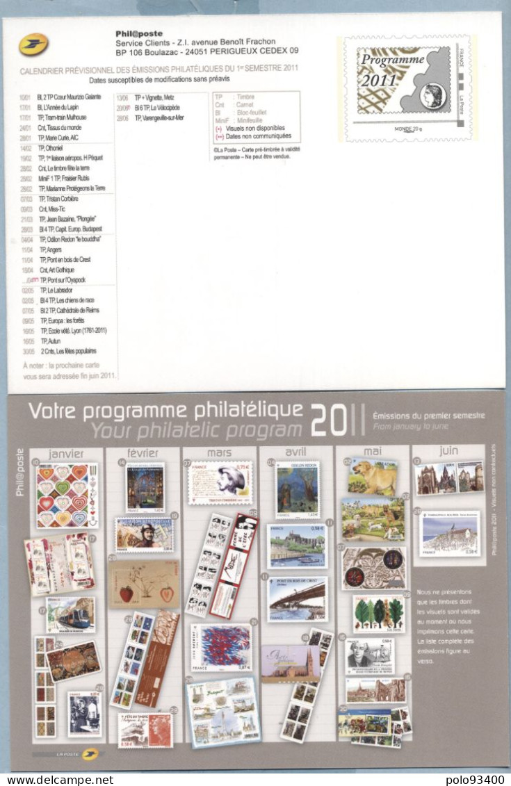 2011 CALENDRIER DES EMISSIONS 1er JOUR DU 1er SEMESTRE - Listos A Ser Enviados: TSC Y Transplantados Semioficiales