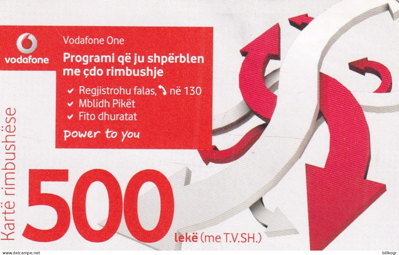 ALBANIA - Vodafone Prepaid Card 500 Leke, Exp.date 27/09/16, Used - Albanien