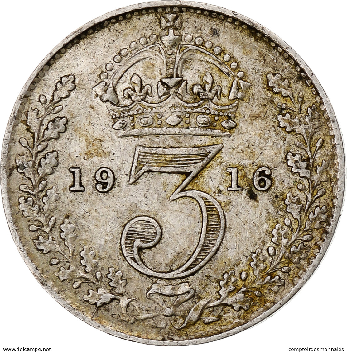 Grande-Bretagne, George V, 3 Pence, 1916, TTB, Argent, KM:813 - F. 3 Pence