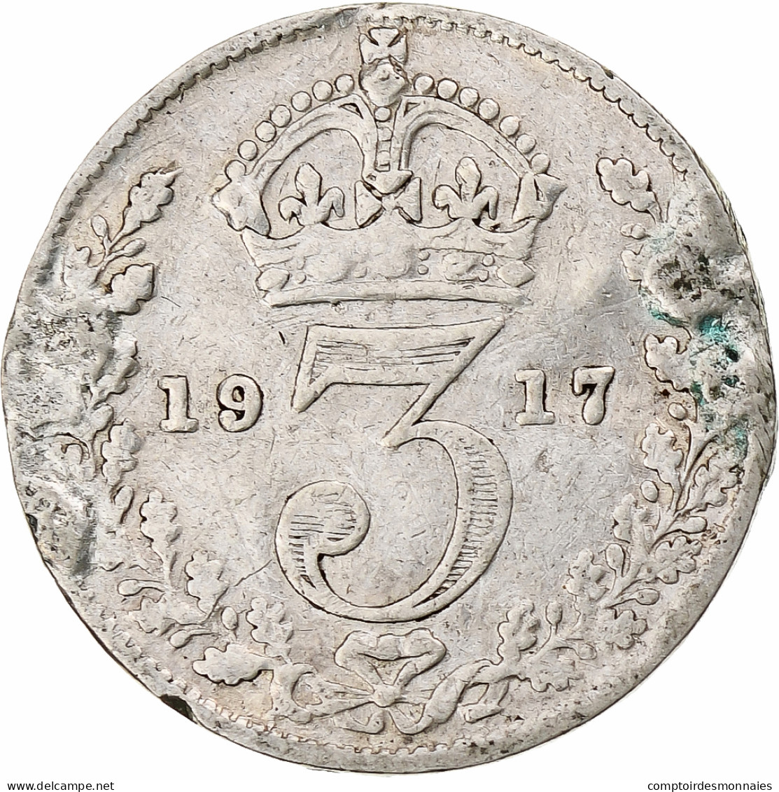 Grande-Bretagne, George V, 3 Pence, 1917, B+, Argent, KM:813 - F. 3 Pence