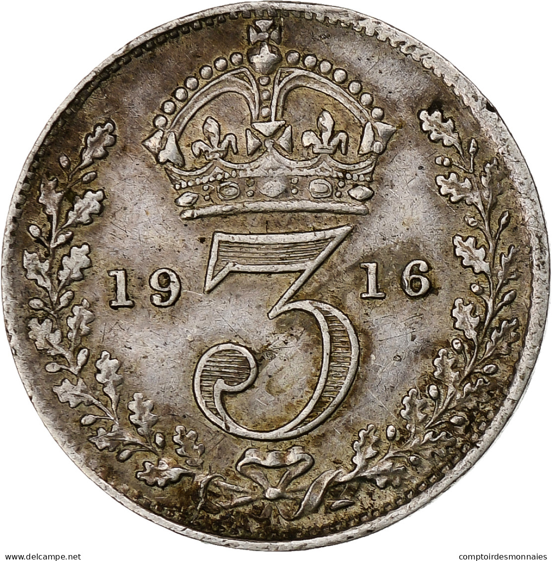 Grande-Bretagne, George V, 3 Pence, 1916, TTB+, Argent, KM:813 - F. 3 Pence