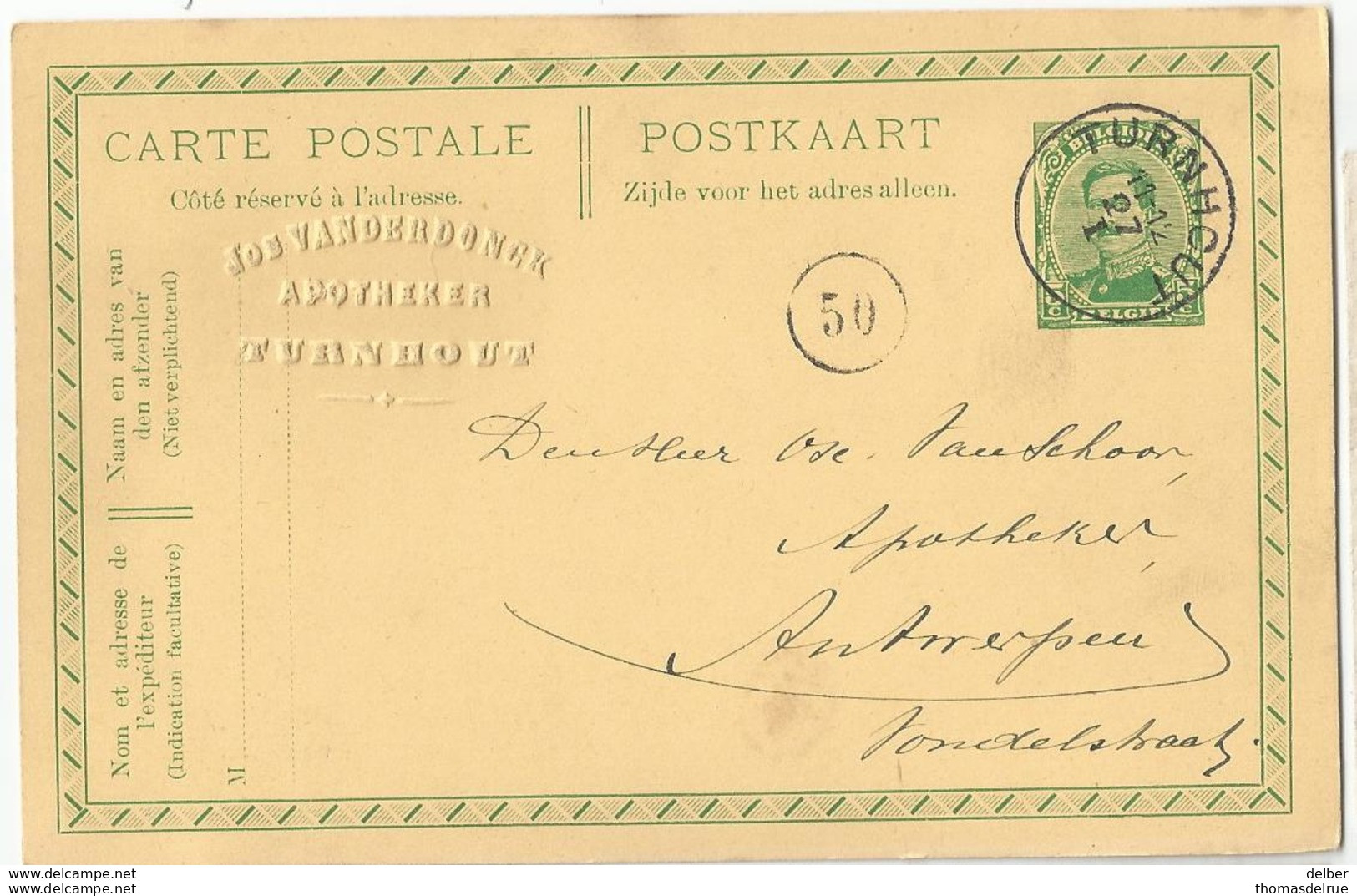 9Dp-431: TURNHOUT 11-12 27 I ___: Geen Jaar: Noodstempel  > Antwerpen - Fortuna (1919)