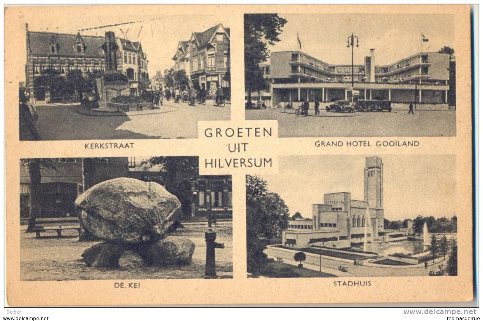 _Np484: GROETEN UIT HILVERSUM  Kerkstraat Grand Hotel Gooiland De Kei Stadhuis : Verstuurd > Torhout 1947 - Hilversum