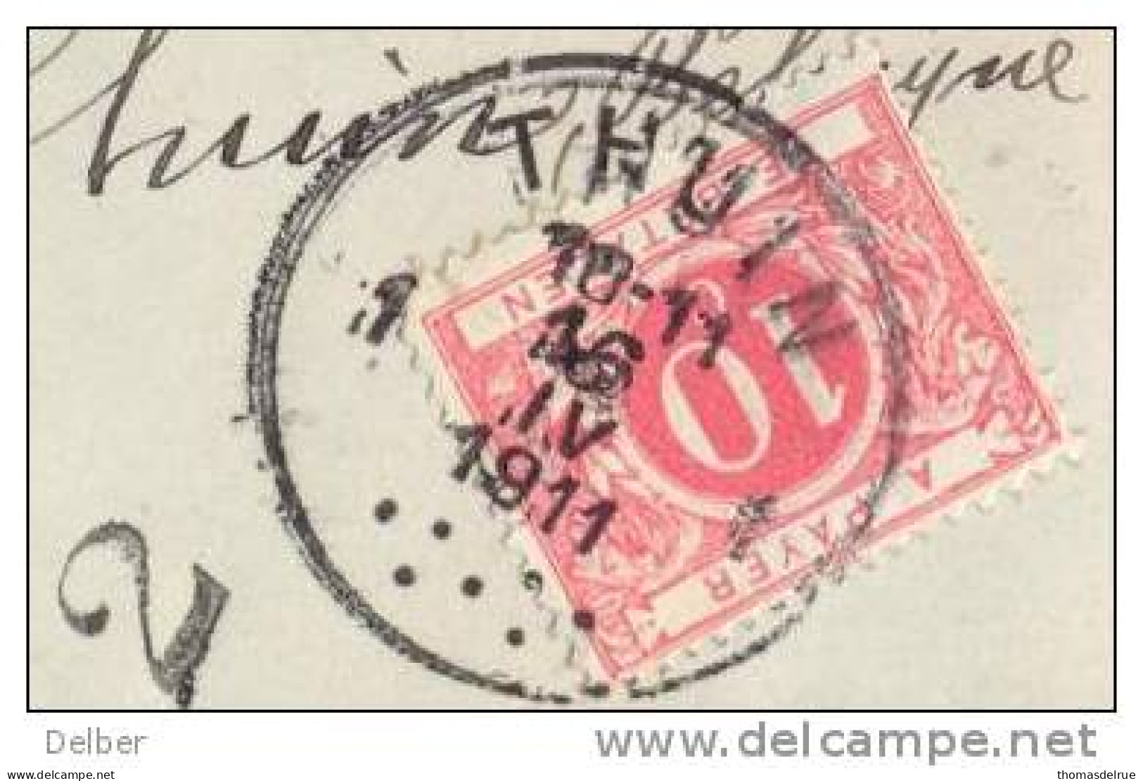 _G598: Niet  Gefrankeerd Postkaard; Verstuurd Uit ANGLEUR; Getakseerd: T- Stempel, 0,10 + TX5: 1 THUIN 1 + " 2 " Stempel - Covers & Documents