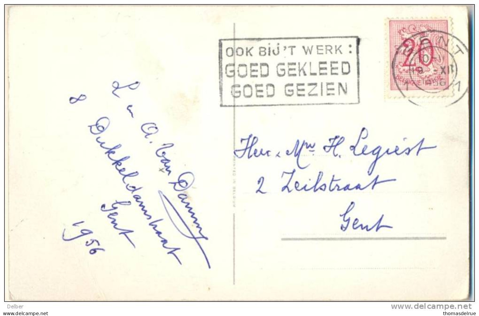 Ny691: Joyeux Noël: N° 851: Ook Bij 't Werk: GOED GEKLEERD GOED GEZIEN: 1 GENT 1  In 1956post)  .....met N° 859 - 1951-1975 Lion Héraldique