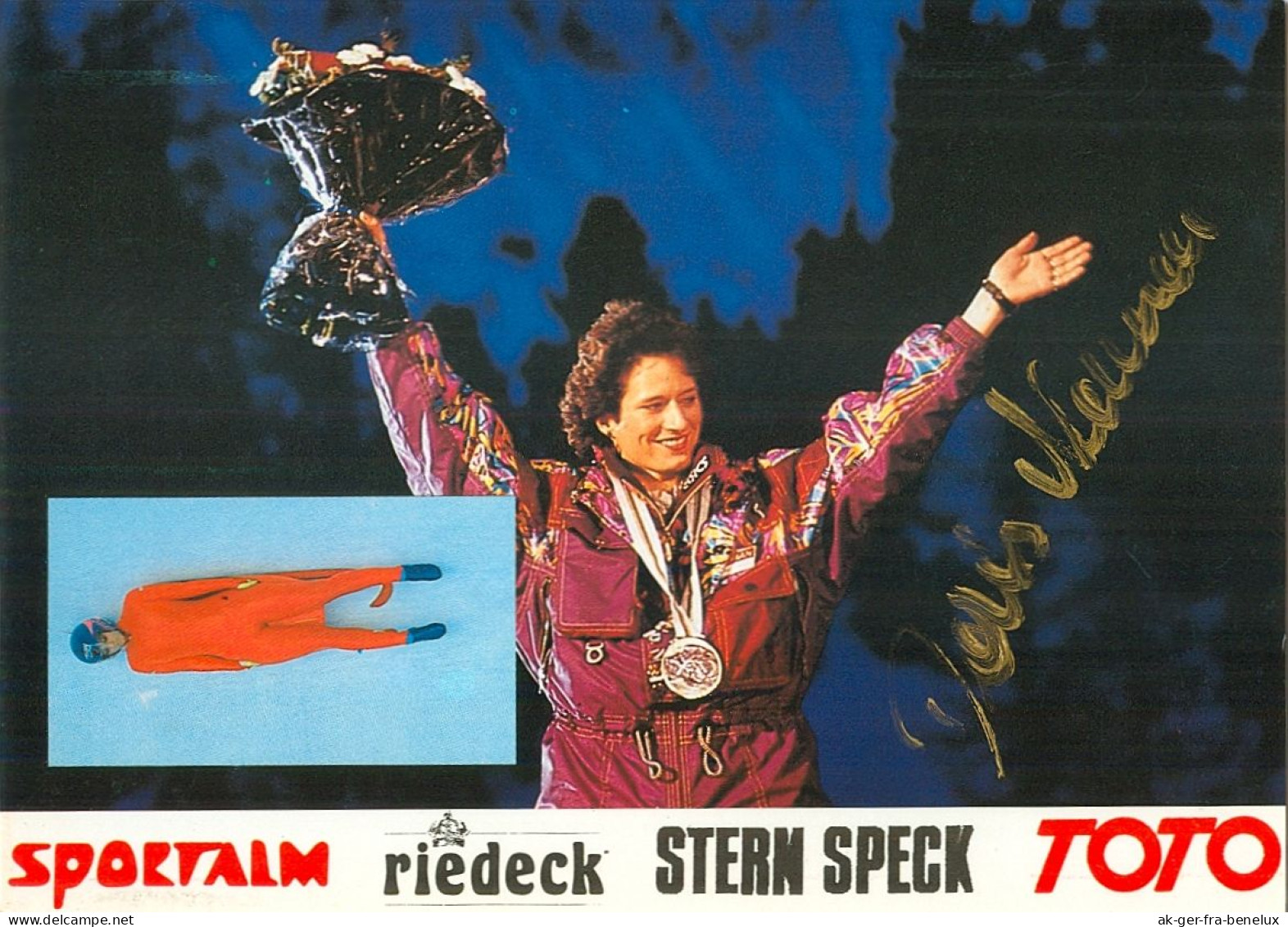 Autogramm AK Rodeln Rennrodlerin Doris Neuner Innsbruck Tirol Österreich Olympiasiegerin Olympia 1992 Albertville Luger - Autografi