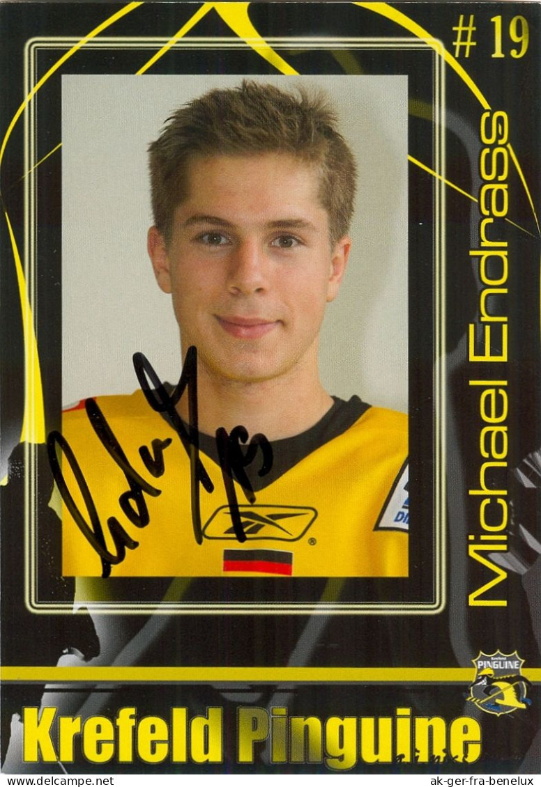 Autogramm Eishockey AK Michael Endraß Krefeld Pinguine 08-09 KEV Füssen Straubing Tigers EV Landshut Dresdner Eislöwen - Sports D'hiver