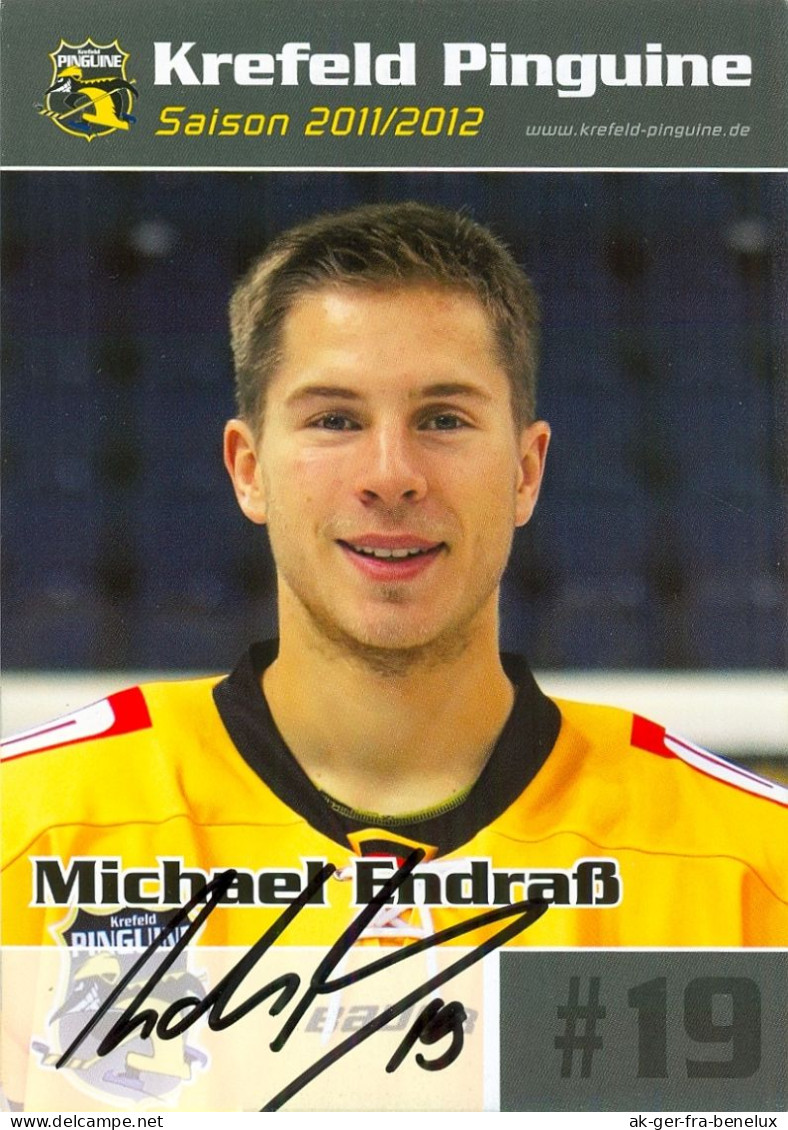 Autogramm Eishockey AK Michael Endraß Krefeld Pinguine 11-12 KEV Füssen Straubing Tigers EV Landshut Dresdner Eislöwen - Sports D'hiver