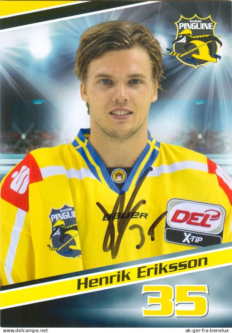 Autogramm Eishockey AK Henrik Eriksson Krefeld Pinguine 15-16 Jönköping HC La Chaux-de-Fonds Herning Blue Fox Sarpsborg - Sports D'hiver