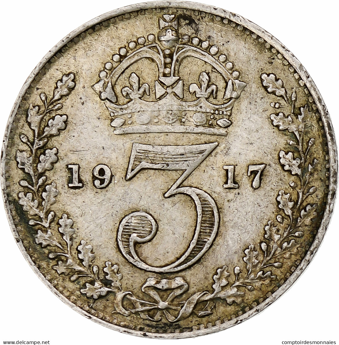 Grande-Bretagne, George V, 3 Pence, 1917, TTB, Argent, KM:813 - F. 3 Pence