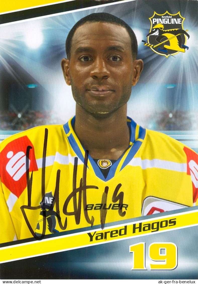 Autogramm Eishockey AK Yared Hagos Krefeld Pinguine 15-16 Kölner EC Haie Södertälje Sweden Sverige Sheffield Steelers - Sports D'hiver