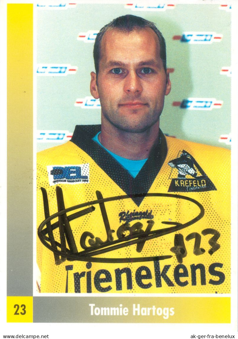 Autogramm Eishockey AK Tom Tommie Hartogs Krefeld Pinguine 98-99 Geleen Tilburg Brest Grenoble NIJB Amsterdam Bulldogs - Wintersport